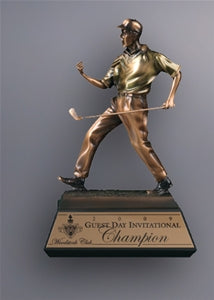 BRONZE RESIN "CELEBRATION" GOLFER