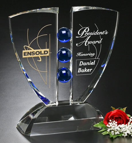 INDIGO CRYSTAL PINION AWARD | PREMIUM CRYSTAL GLASS AWARDS BY SPECIALTY ENGRAVING