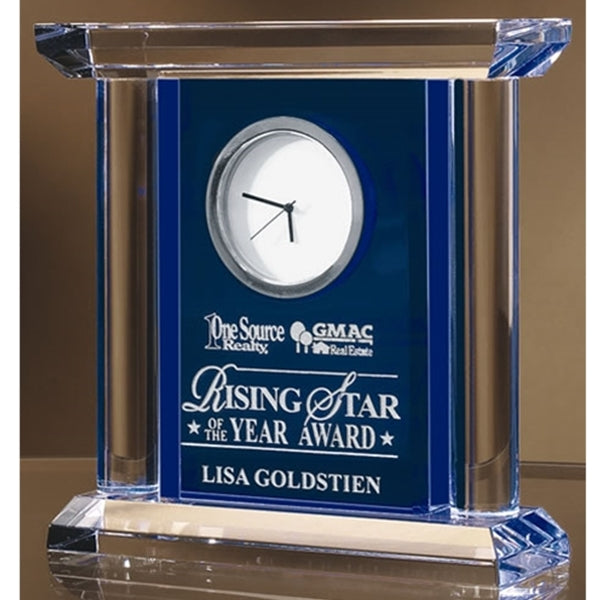 BLUE/CLEAR CRYSTAL CLOCK