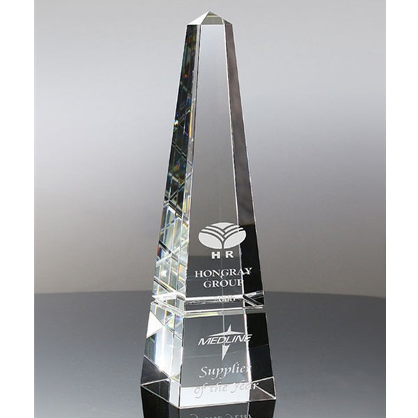 OPTIC CRYSTAL OBELISK Discover the epitome of perfection with the 10" Optic Crystal Obelisk.