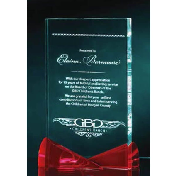 AMBASSADOR RED AWARD | CUSTOM ENGRAVED CRYSTAL AWARDS | Free Engraving and art proofs