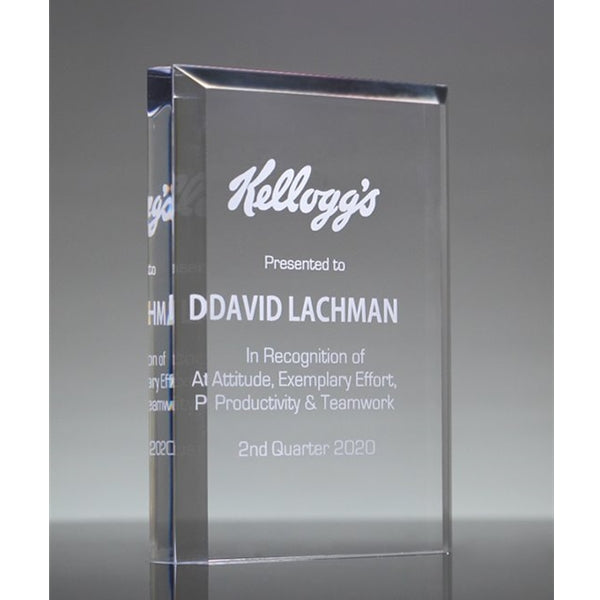 ACRYLIC BEVELED RECTANGLE | Laser engraved or full color UV print