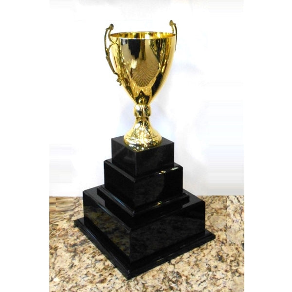 GOLD OR SILVER METAL ITALIAN TROPHY CUP WITH TWO SUB-BASE