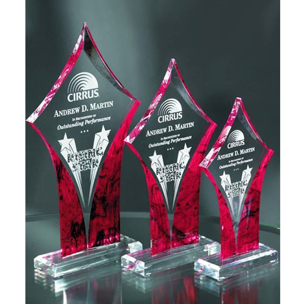 RED/CLEAR DIAMOND ACRYLIC