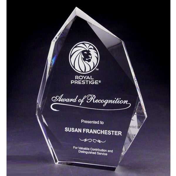 CRYSTAL OFFSET PEAK AWARD | Deep Etch classic frosted white engraving. Gold \Silver color fill option