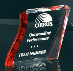 RED/CLEAR ACRYLIC PAPERWEIGHT