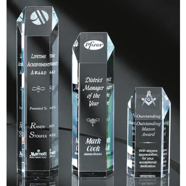 ACRYLIC HEXAGON TOWER | Exquisite hand polished acrylic tower awards