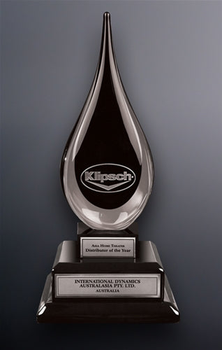 16" BLACK TEAR DROP ON BLACK SUB-BASE|CUSTOM CORPORATE AWARDS ATLANTA