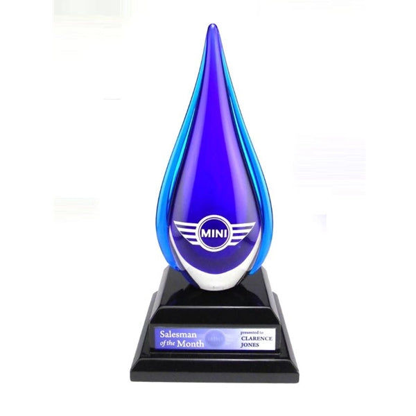 COBALT FLAME ON BLACK PIANO FINISH BASE| ATLANTA AWARDS
