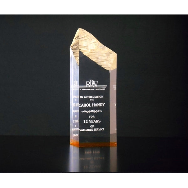 CHISEL CARVED TOWER / GOLD ACCENT CUSTOM LASER TEXT AN LOGO