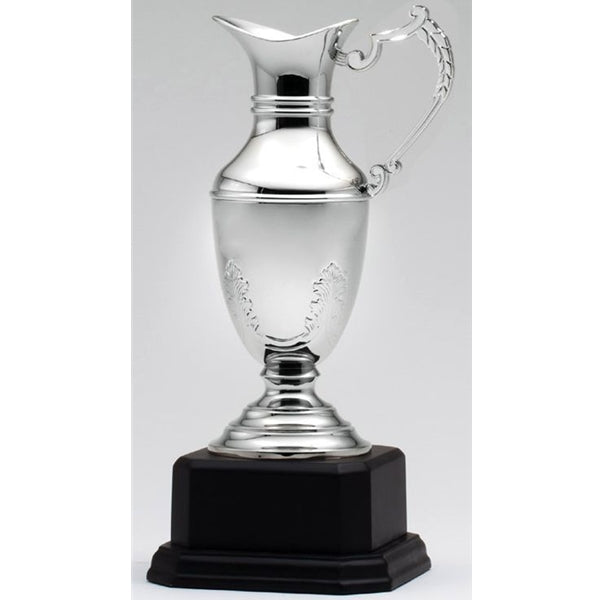 CLARET JUG SILVER DIE CAST NICKEL PLATED ON WOOD BASE