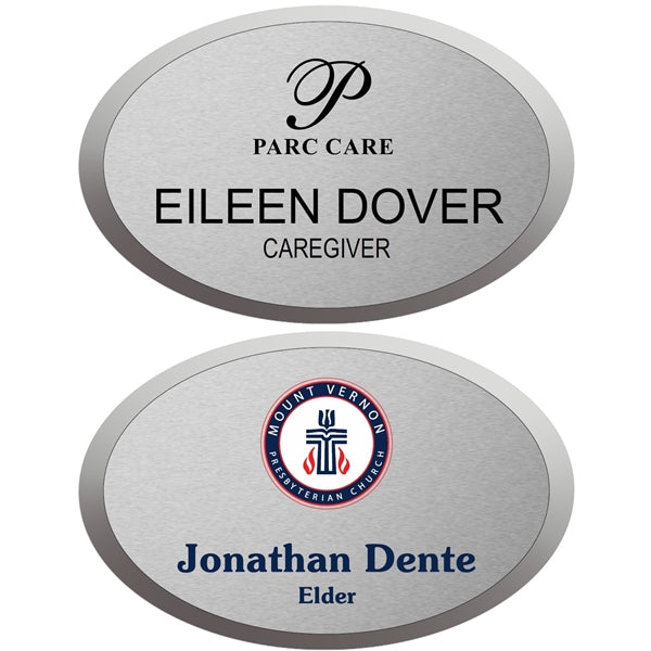 DURAFRAME SILVER OVAL NAME BADGE