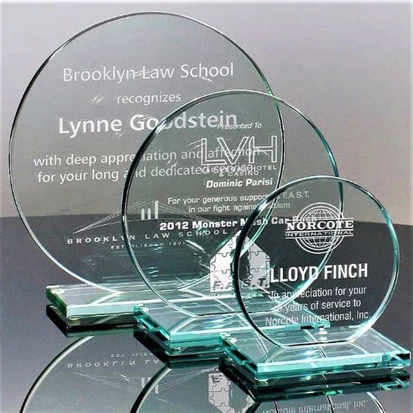 Economy Glass Trophies/Sand etched or UV printed/
