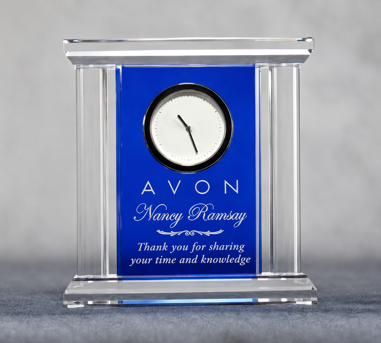 BLUE/CLEAR CRYSTAL CLOCK