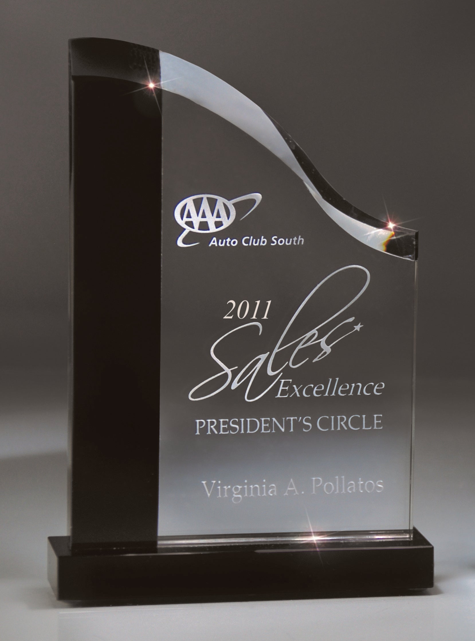 BLACK STRIPE CLEAR CRYSTAL AWARD