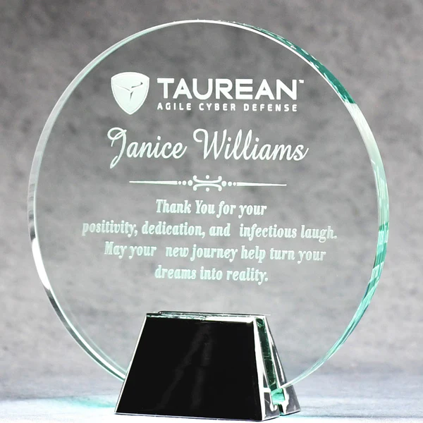 JADE GLASS CIRCLE WITH CHROME STAND