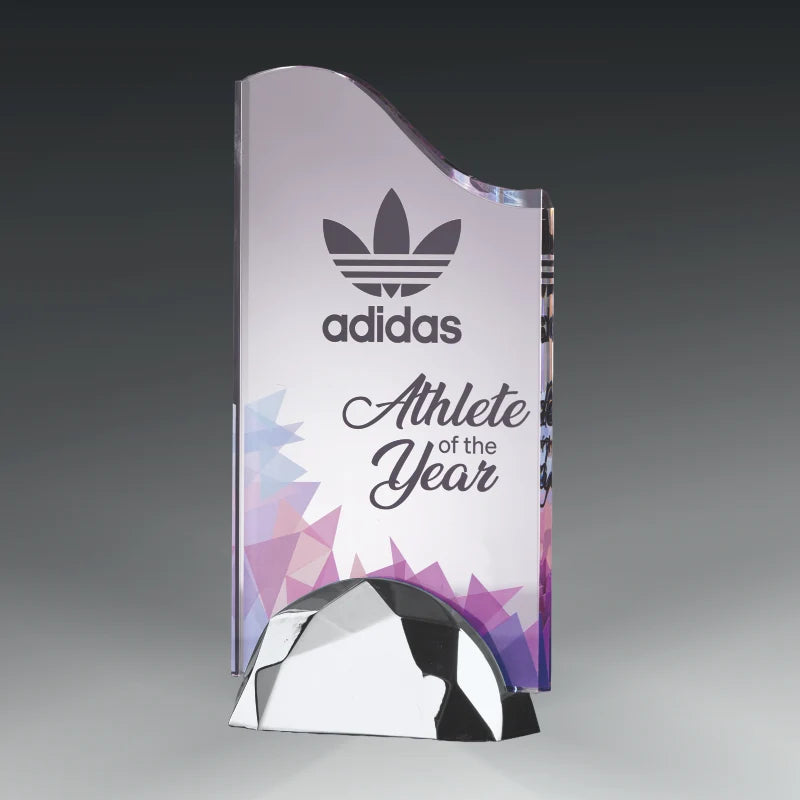ACRYLIC WAVE AWARD WITH METAL BASE