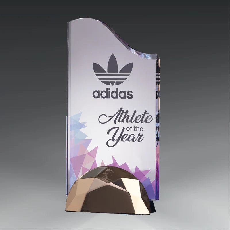 ACRYLIC WAVE AWARD WITH METAL BASE