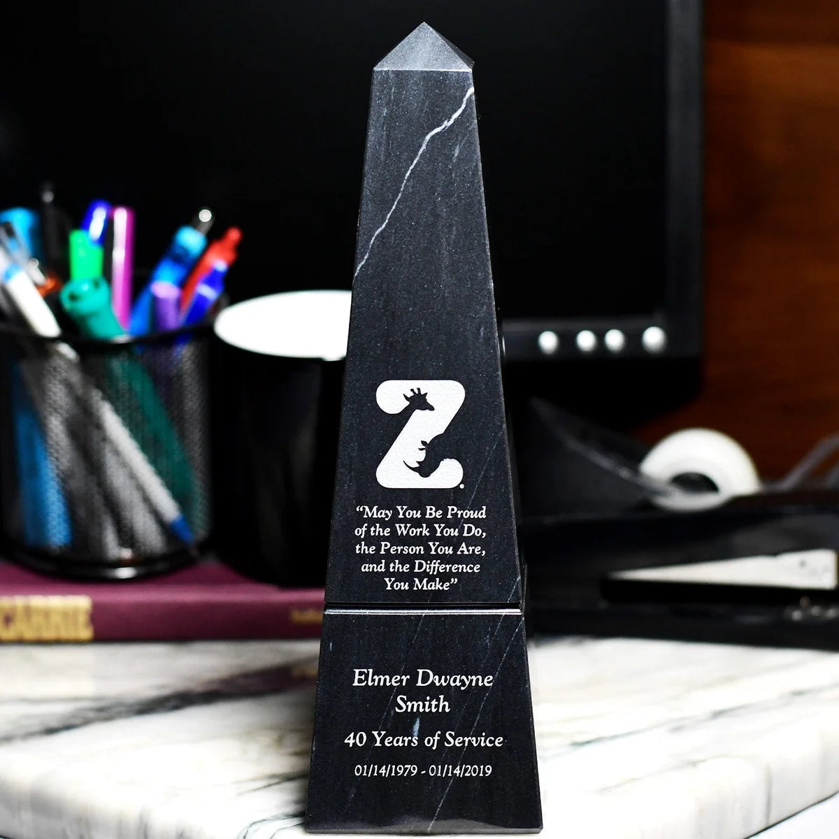 BLACK MARBLE OBELISK