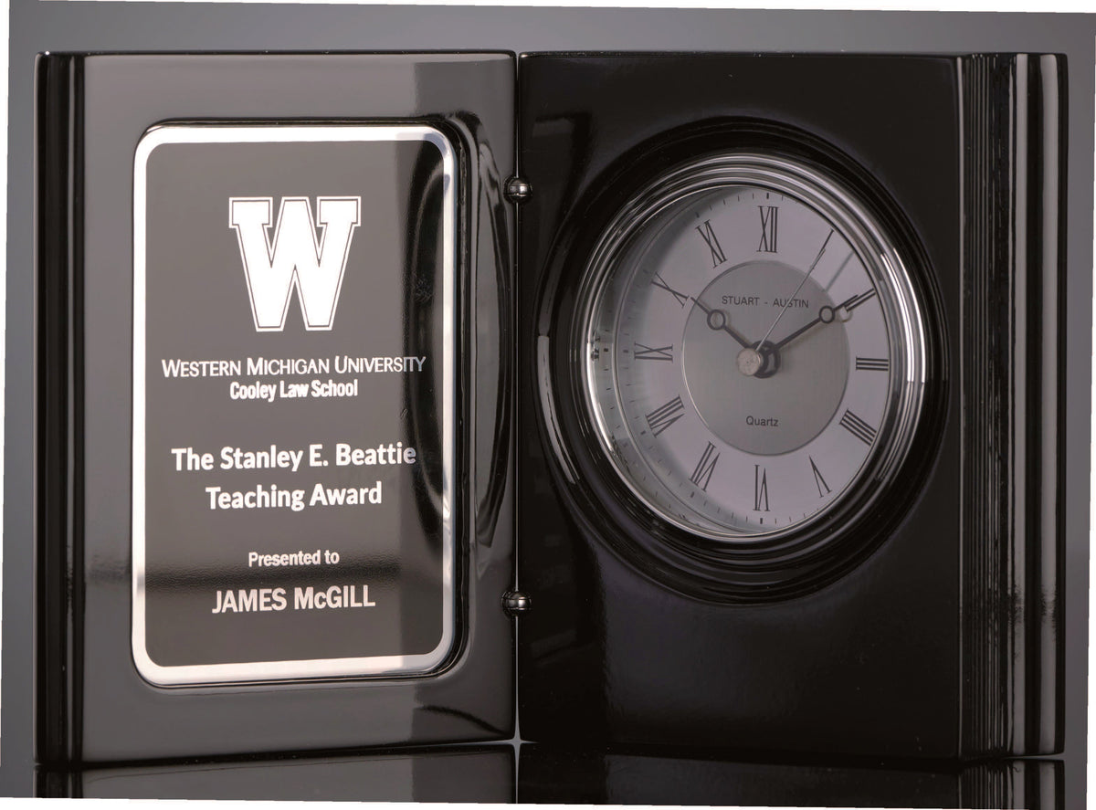 Black Piano Finish Book Clock