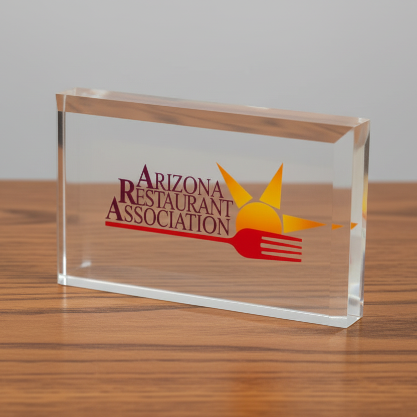CLEAR BEVELED ACRYLIC PAPERWEIGHT