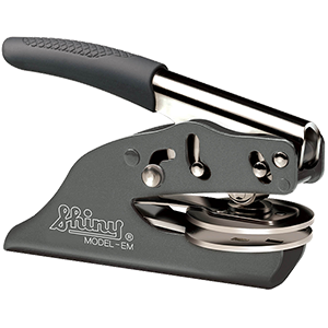 Gray and black embossing machine with 'Lumi' branding on a white background