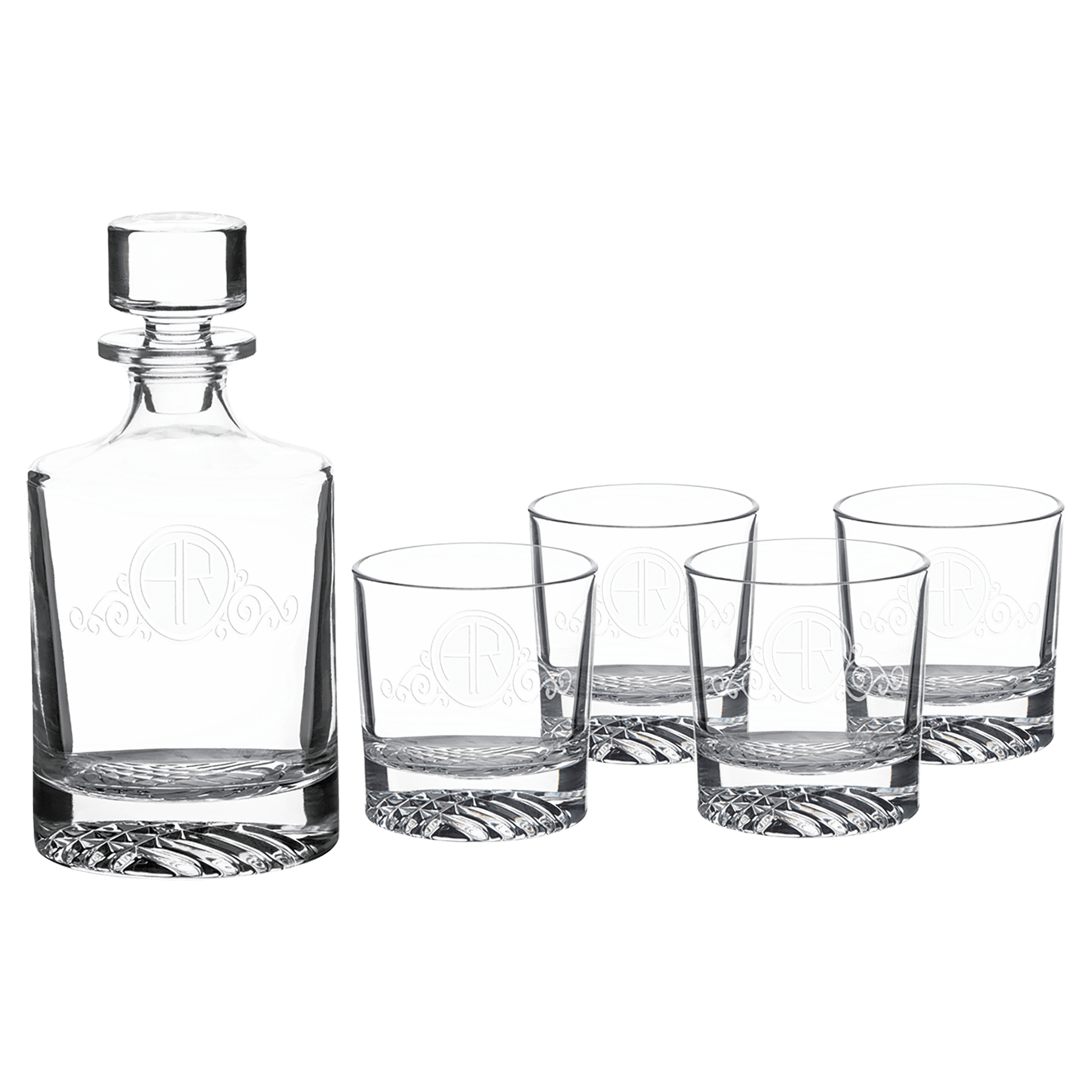 Round Tapered Glass Decanter Set with Four 9 oz. Glasses