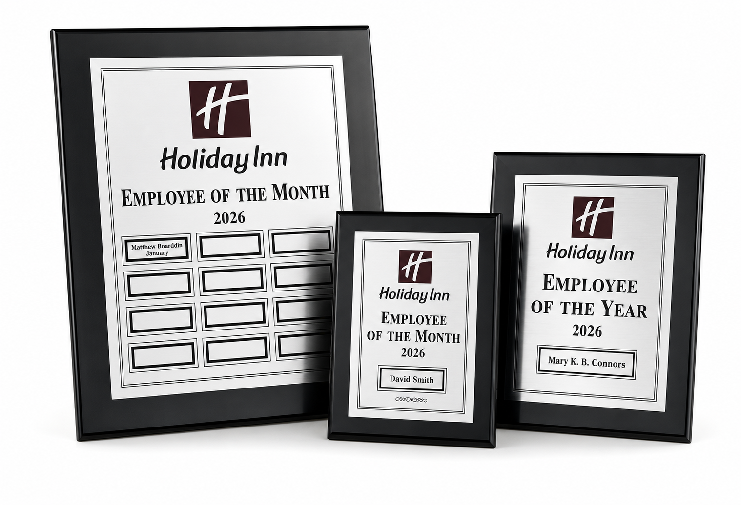 Plaque awards for 'Employee of the Month' and 'Employee of the Year' 