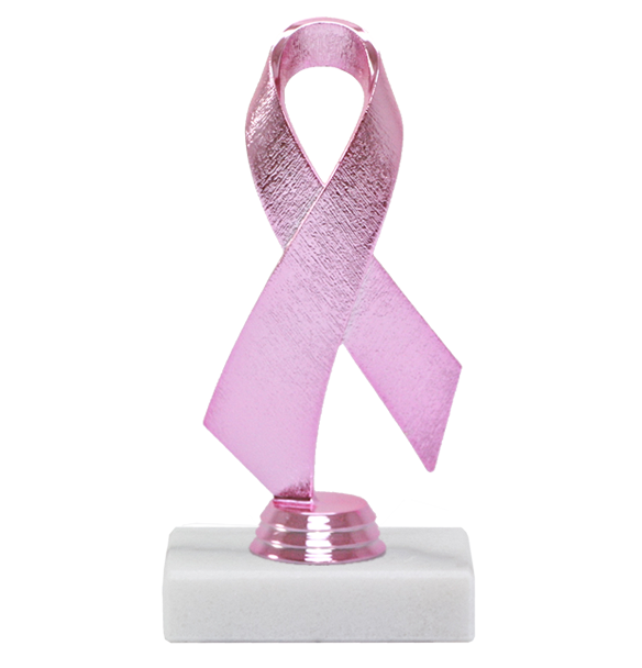 Pink ribbon trophy on a white background