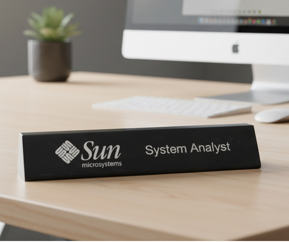 JET BLACK MARBLE DESK WEDGE 10.5"