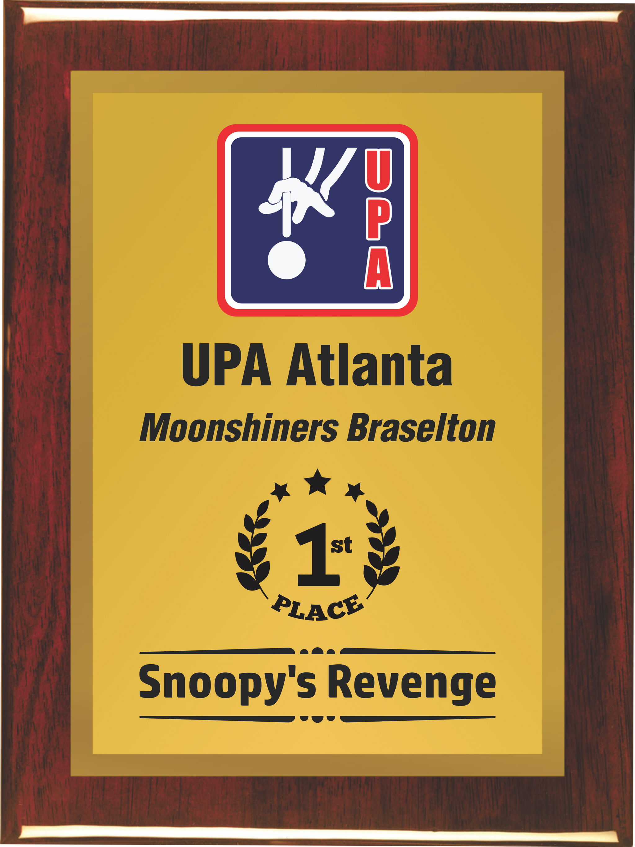 Premium Atlanta Custom Plaque/ Rosewood piano finish with  logo and text in full color