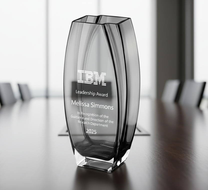 Leadership Award on a conference table