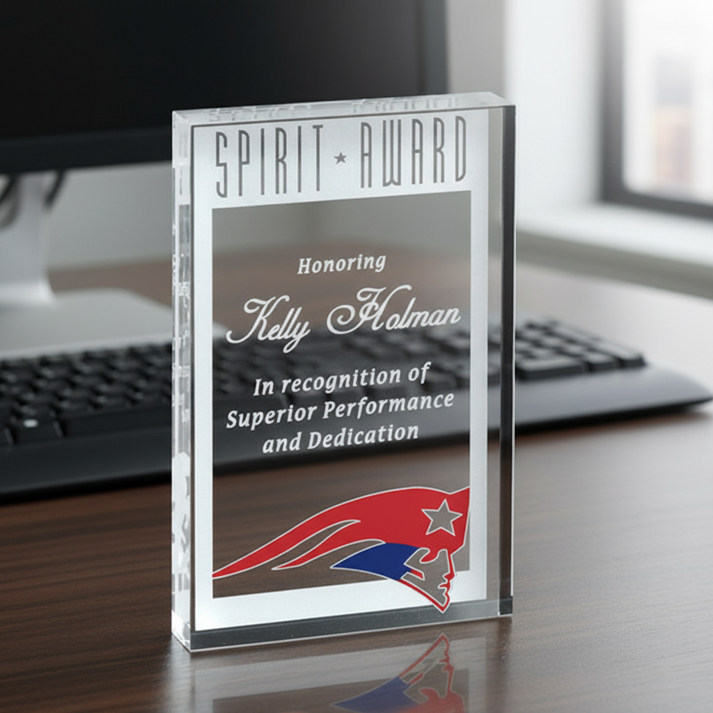 acrylic award with color logo