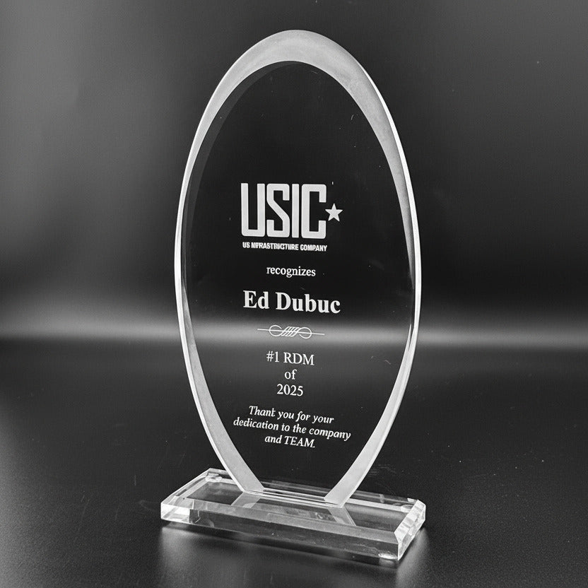 Crystal Glass Awards with frosted beveled edges 