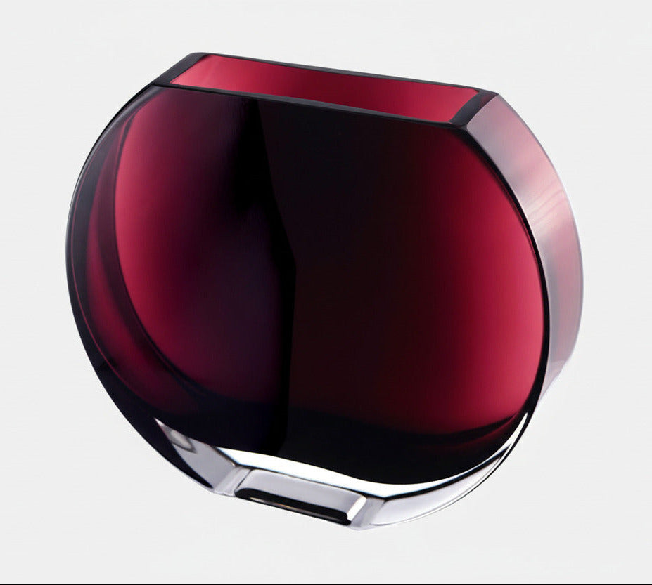 Red glass sphere vase ready for custom engraving