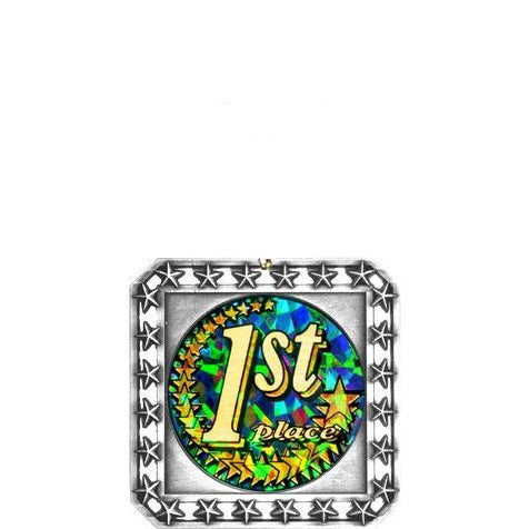 EXCLUSIVE SQUARE MEDAL WITH ROUND INSERT