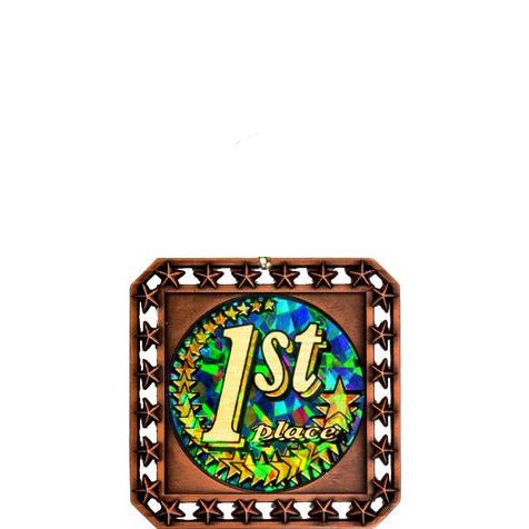 EXCLUSIVE SQUARE MEDAL WITH ROUND INSERT